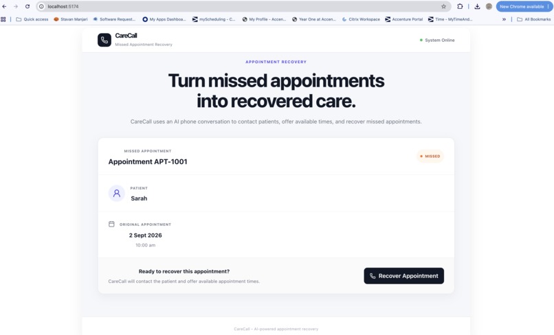 CareCall - Missed Appointment Recovery Agent – screenshot 1
