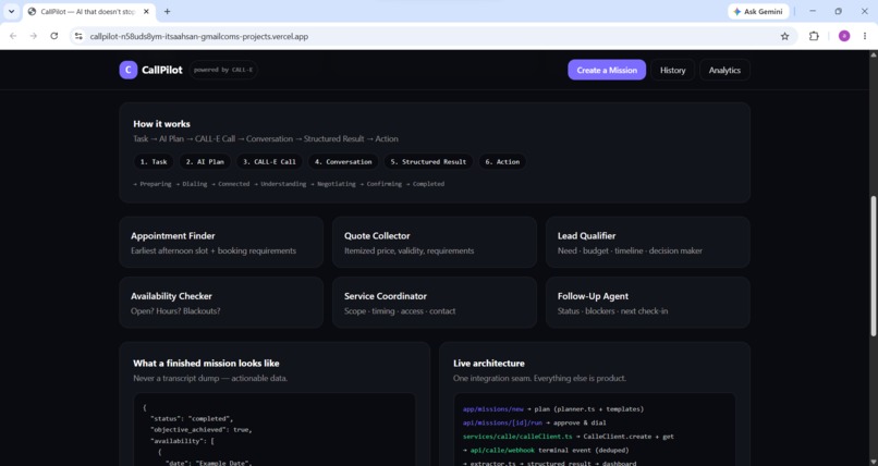 CallPilot — AI Operations Agent for Real Phone Workflows – screenshot 1