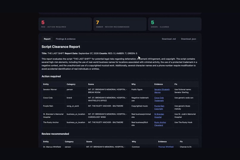 ClearCut — AI Script Clearance Agent – screenshot 7