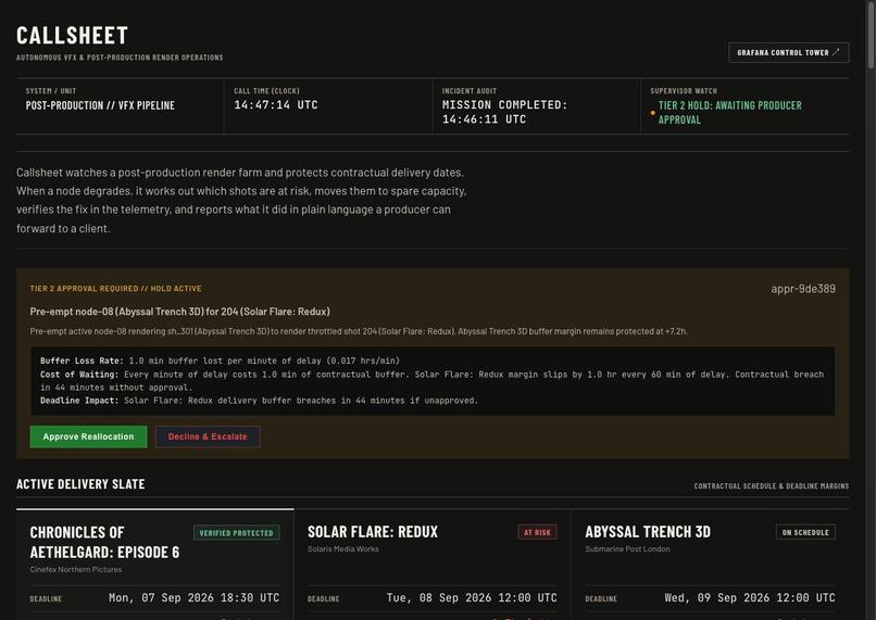 Callsheet – screenshot 2