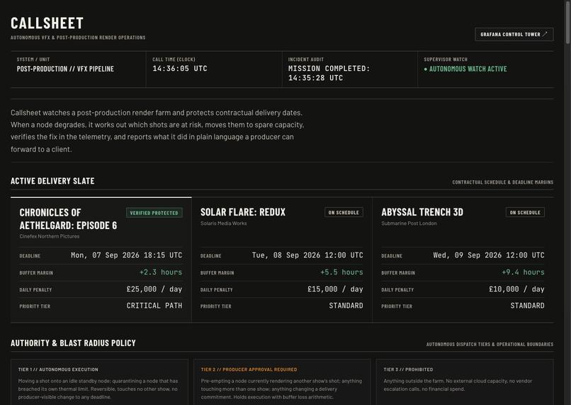 Callsheet – screenshot 3