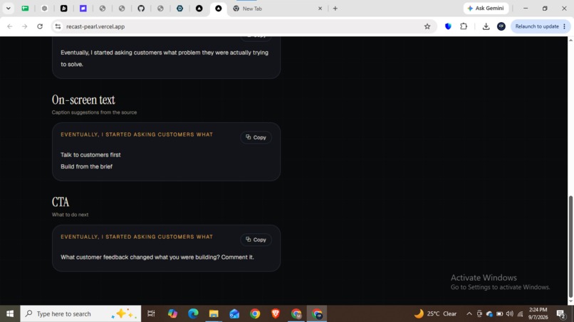 RECAST – screenshot 2