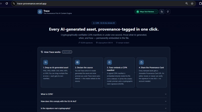 Trace — The Provenance-First AI Content Engine – screenshot 1