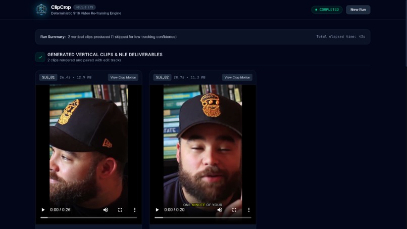 ClipCrop — Deterministic AI Video Re-Framing Engine – screenshot 2