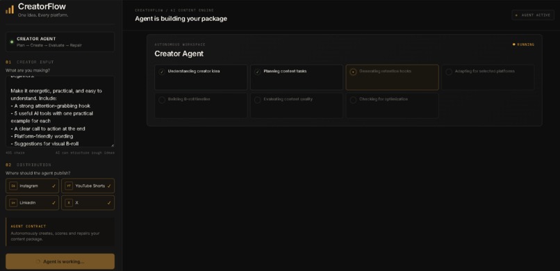 CreatorFlow — AI Content Production Agent – screenshot 2