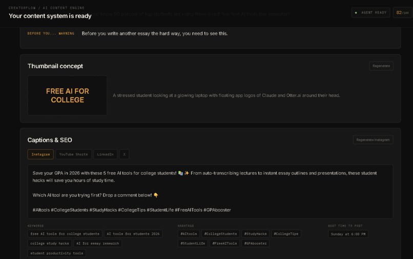 CreatorFlow — AI Content Production Agent – screenshot 4