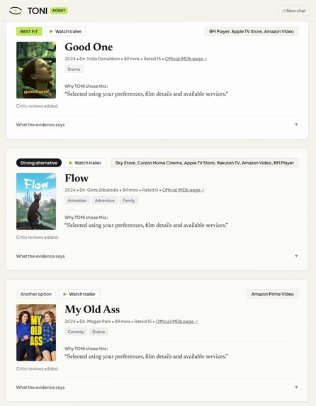 TONI - Tonight's Options, Narrowed Intelligently – screenshot 1