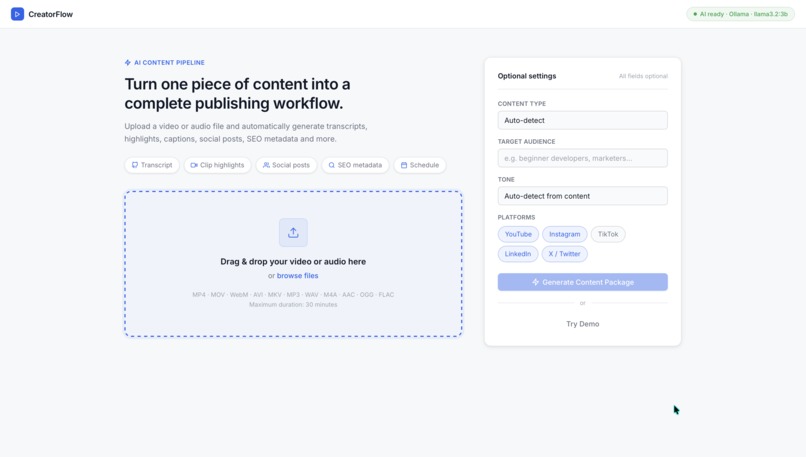 CreatorFlow AI – screenshot 1