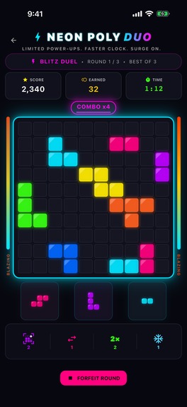 Neon Poly Duo: Block Battles – screenshot 1