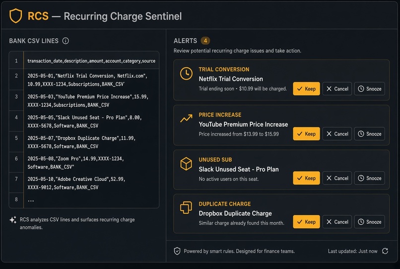 RCS - Recurring Charge Sentinel – screenshot 1