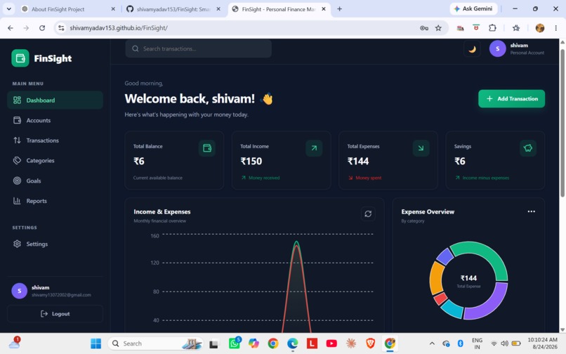 Smart Personal Finance Management Dashboard. – screenshot 1