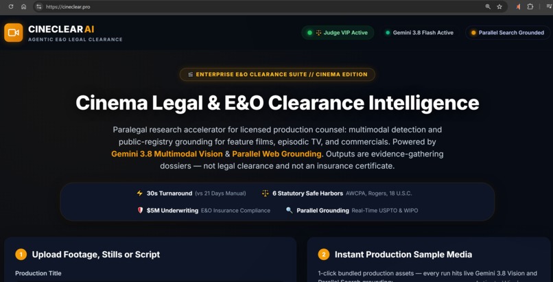 CineClear AI- E&O Legal Clearance & Remediation Dispatcher – screenshot 1