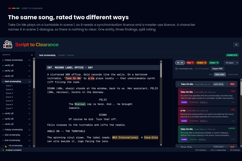 Script to Clearance – screenshot 1