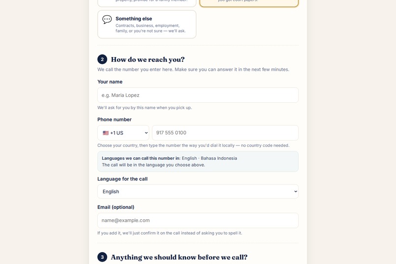 Nota Lawyer Intake – screenshot 2