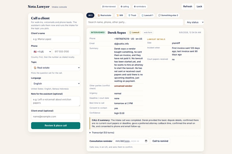 Nota Lawyer Intake – screenshot 5