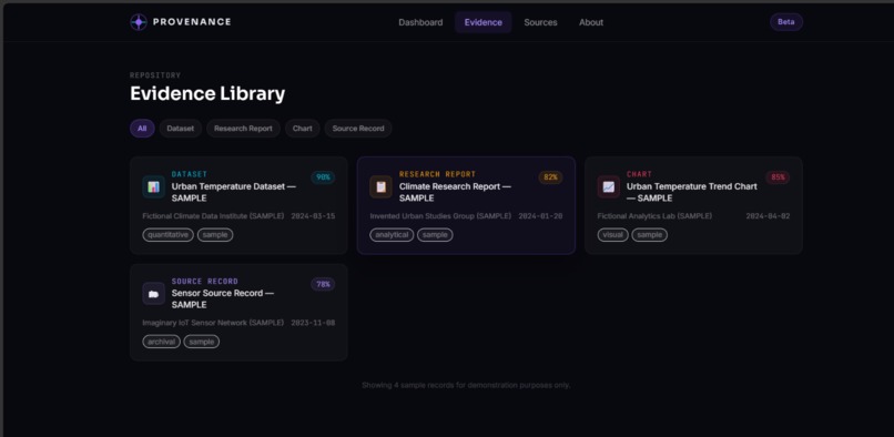 PROVENANCE – screenshot 2