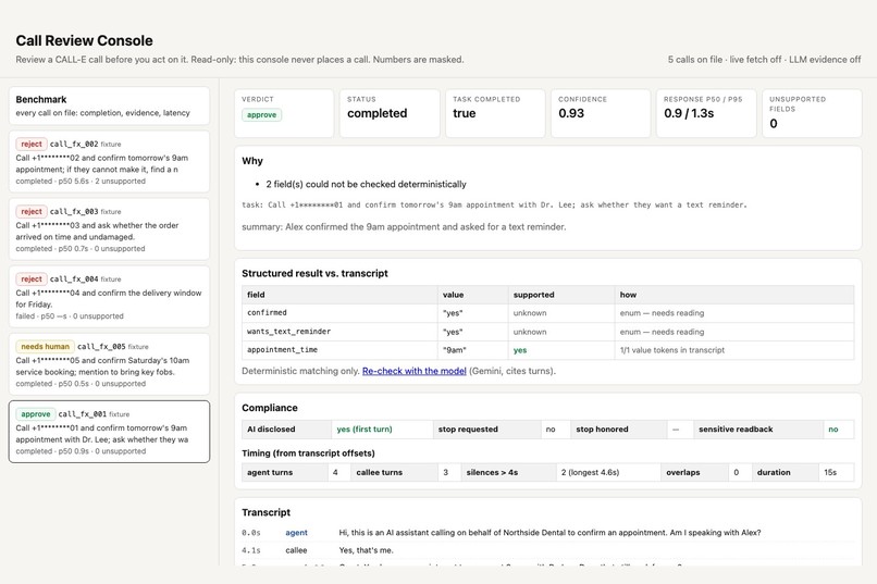 Call Review Console – screenshot 1