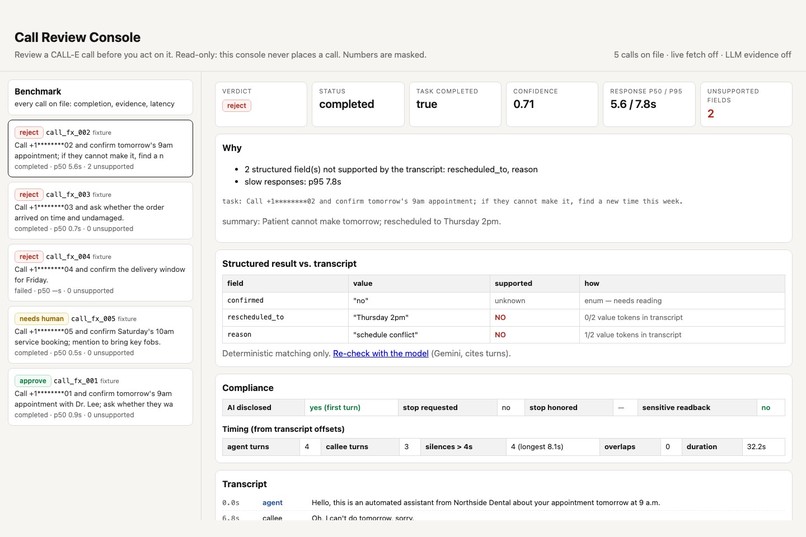 Call Review Console – screenshot 2