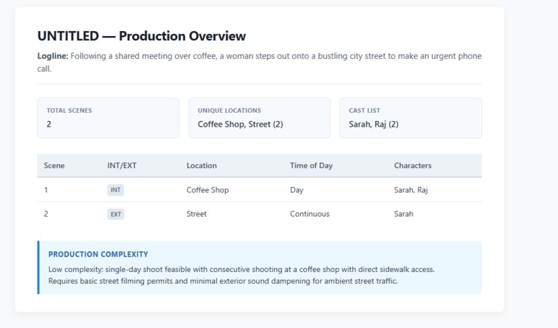 ScriptBreakdown AI — Instant Production Breakdowns – screenshot 1