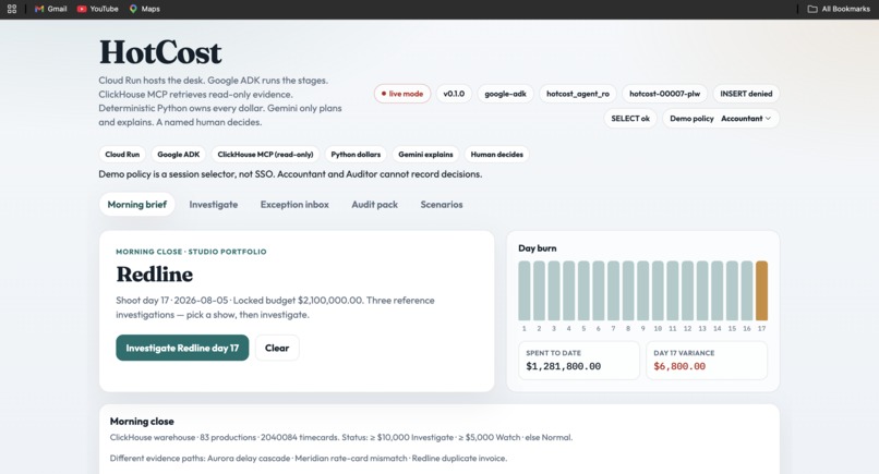 HotCost — day close that cannot invent a dollar – screenshot 1