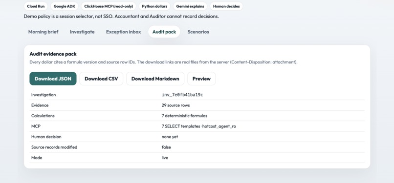HotCost — day close that cannot invent a dollar – screenshot 4
