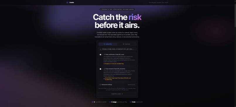 CineRisk , Pre-Release Content Risk Audit – screenshot 1
