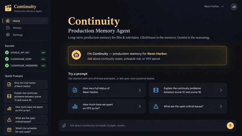 Continuity — Production Memory Agent – screenshot 1