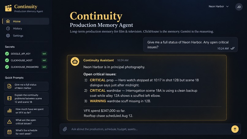 Continuity — Production Memory Agent – screenshot 2