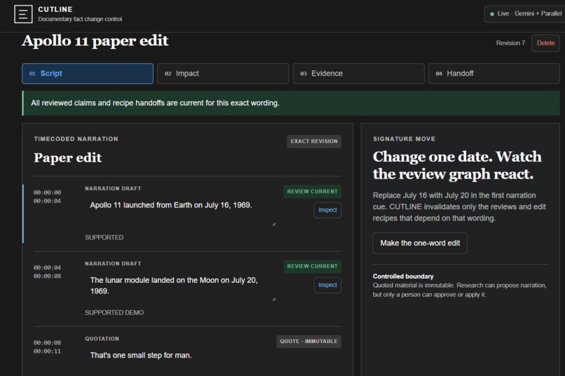 CUTLINE: Evidence-Aware Documentary Review – screenshot 4