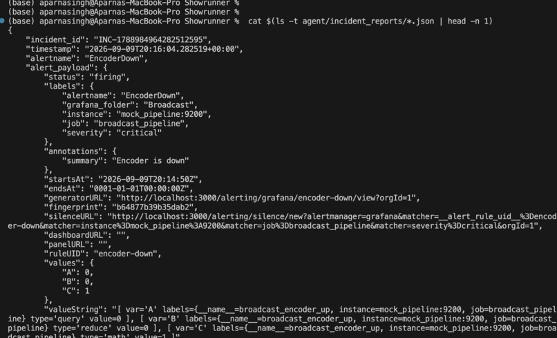 ShowRunner — Autonomous SRE for Broadcast Systems – screenshot 3