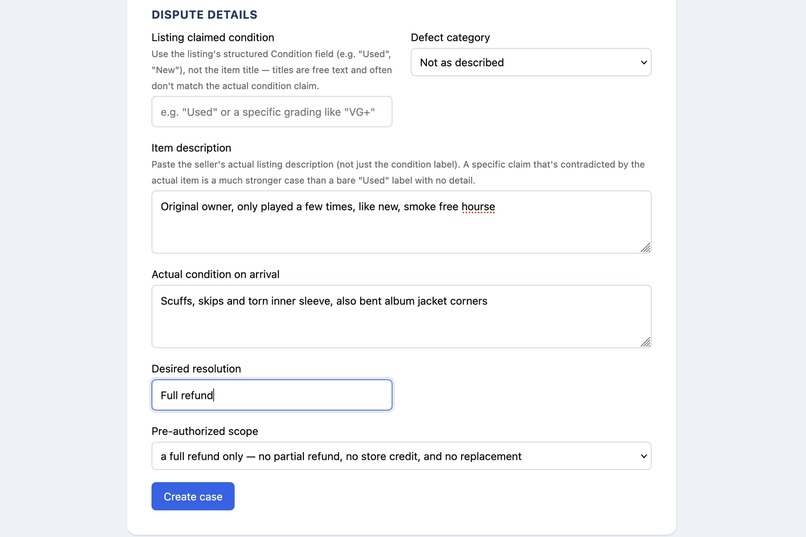 Fair Call — AI Agent for eBay Dispute Resolution – screenshot 2