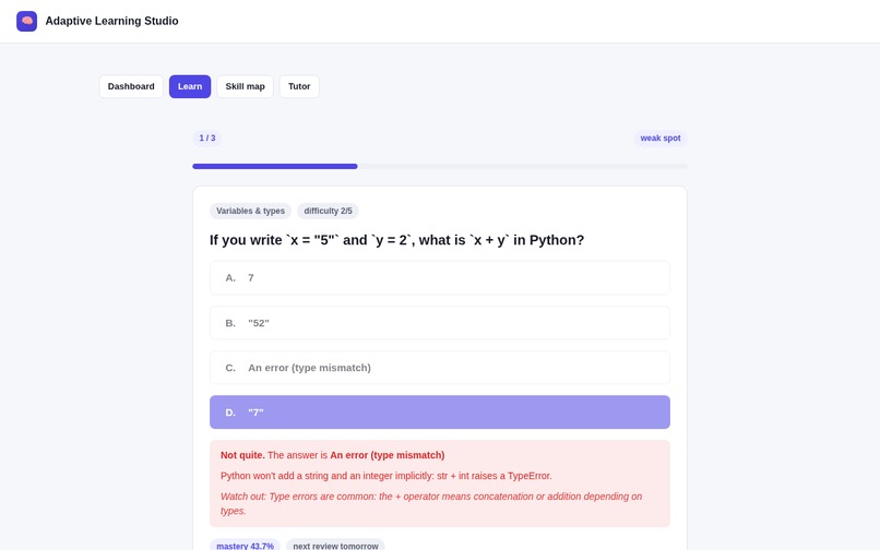 Adaptive Learning Studio – screenshot 1