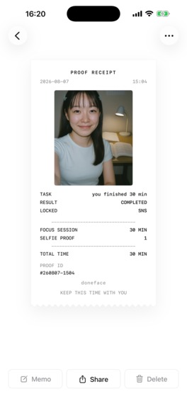 doneface — You made it. One proof card. – screenshot 4