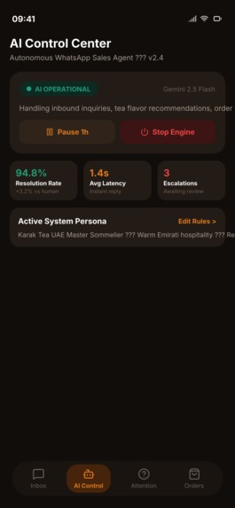 Karak Tea UAE — AI WhatsApp CRM – screenshot 1