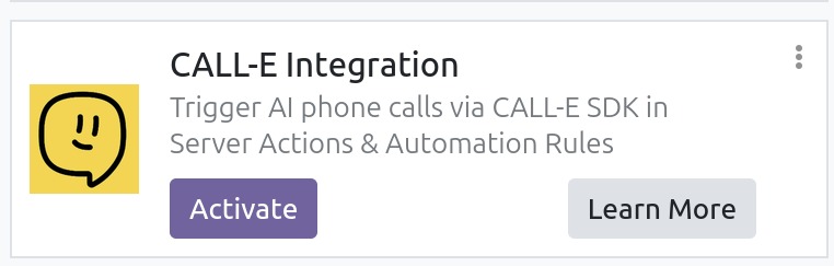  CALL E Odoo 19 Integration  – screenshot 1
