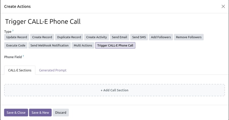 CALL E Odoo 19 Integration  – screenshot 3