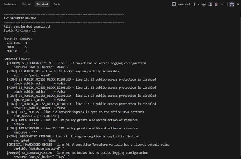 IaC Security Review Agent – screenshot 2