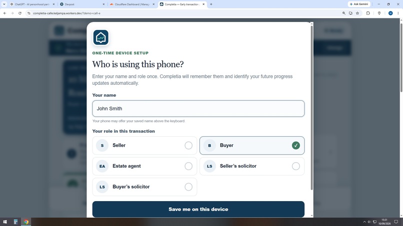 Completia Safe Transfer Reminder – screenshot 1