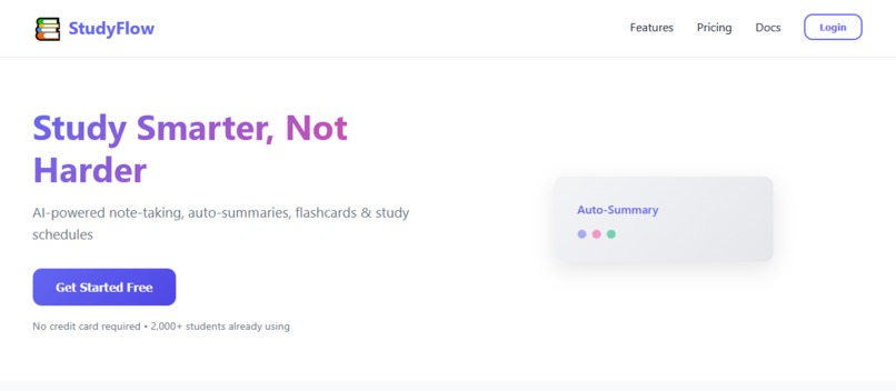 StudyFlow-AI-Powered-Study-Assistant-Note-Organizer – screenshot 1