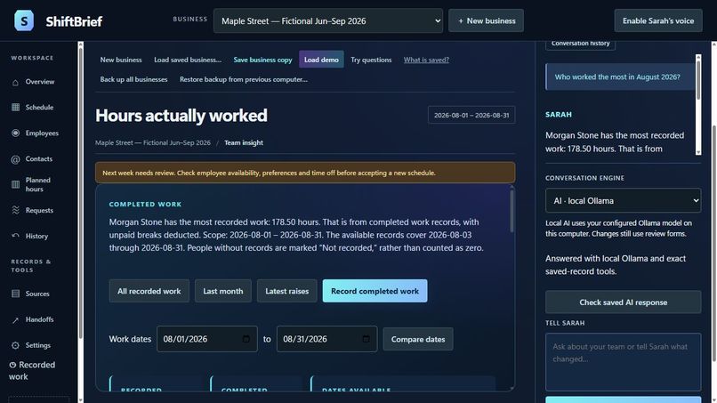ShiftBrief – screenshot 2