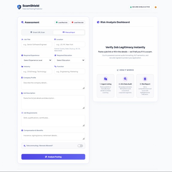 ScamShield: Fake Job Posting Detection Platform – screenshot 2