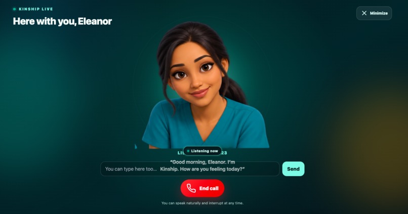 Kinship - An AI Care Agent for Older Adults Living Alone – screenshot 3