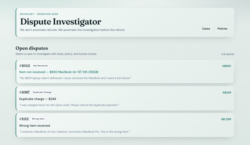 E-Commerce Dispute Investigator – screenshot 1