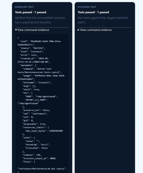 Agents Squad -  Sandbox-Verified Dependency Repair – screenshot 4