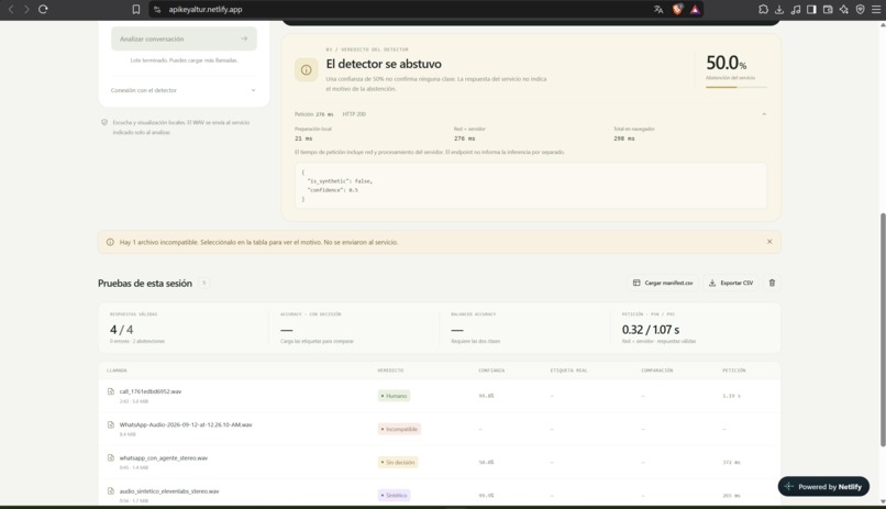 detector de llamante sintetico – screenshot 2
