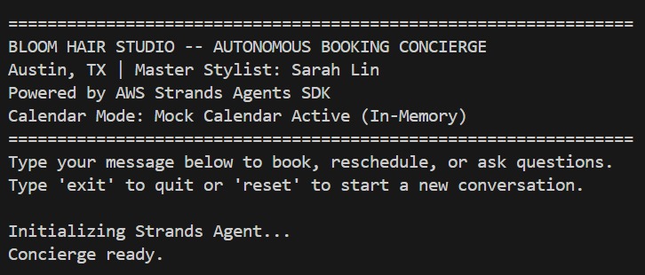ShopFront: Autonomous Salon Booking Concierge – screenshot 1