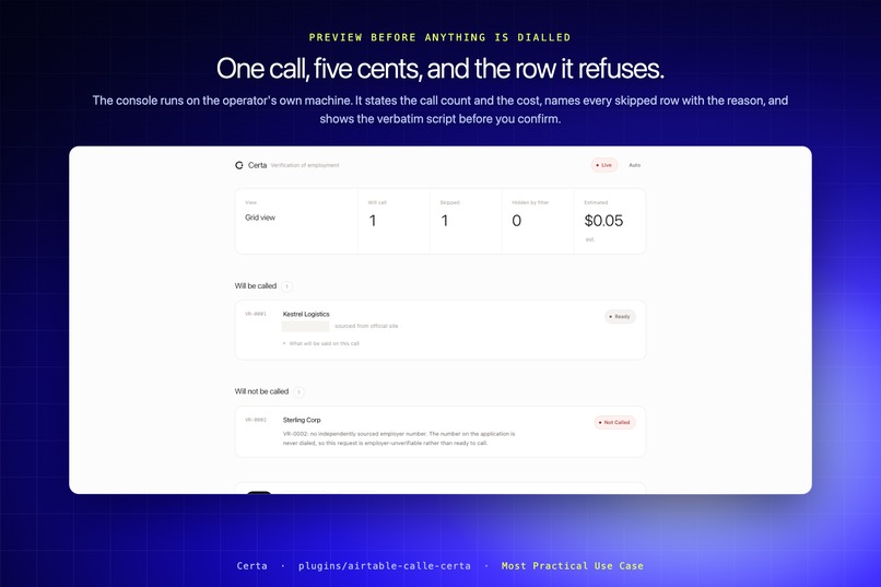 Certa: Employment Verification That Refuses the Form – screenshot 1