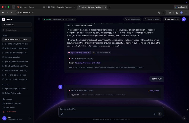SARA Sovereign AI Workbench – screenshot 3