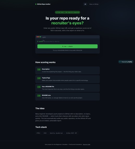 GitHub Repo Auditor – screenshot 1