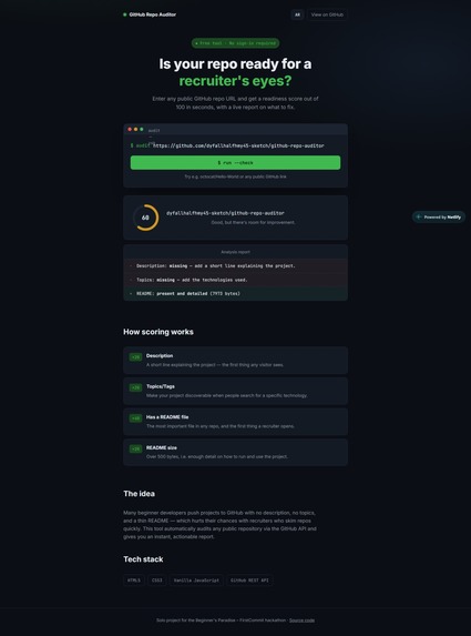 GitHub Repo Auditor – screenshot 2